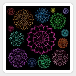 Colorful Groovy Flower Pattern Outline Magnet